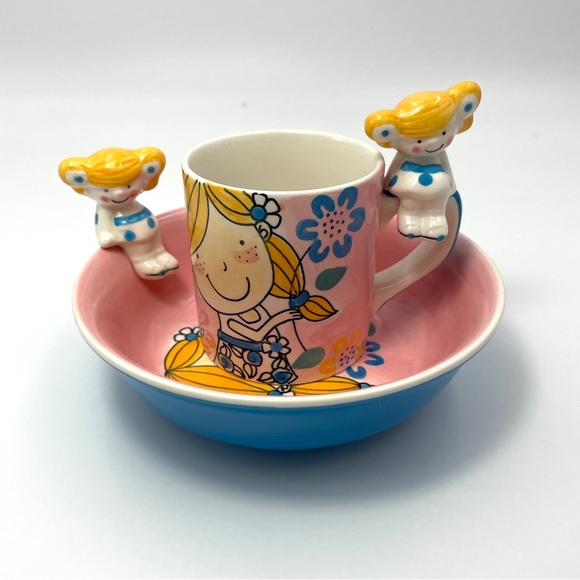 Vintage Child’s Bowl & Cup Stokes Hand Painted - Picture 1 of 13